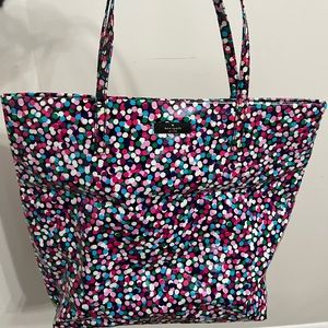 Kate Spade Tote Multi Color Dots; 2 pockets; 13.5”hX12.3”wX5.1d.8.3drop length.